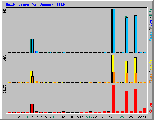 Daily usage for January 2020