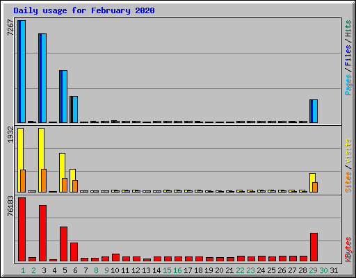 Daily usage for February 2020