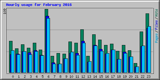 Hourly usage for February 2016