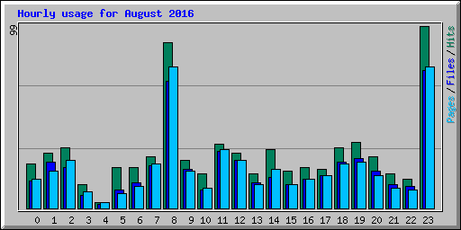 Hourly usage for August 2016